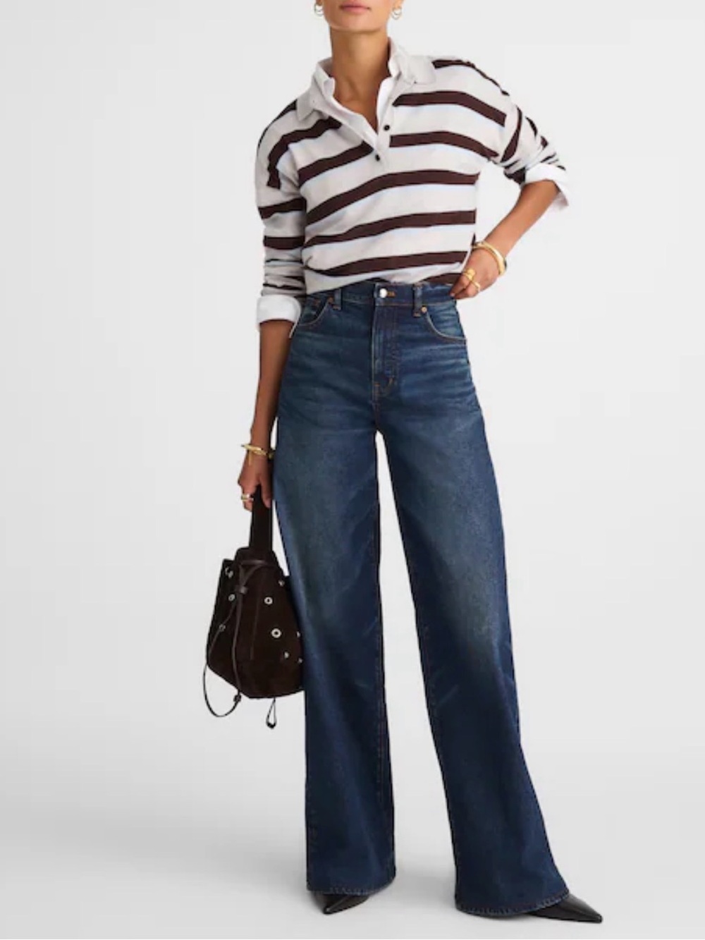 Madewell Kipton Wash Blue Comfort Stretch Super wide-Leg Kaihara Jeans 26